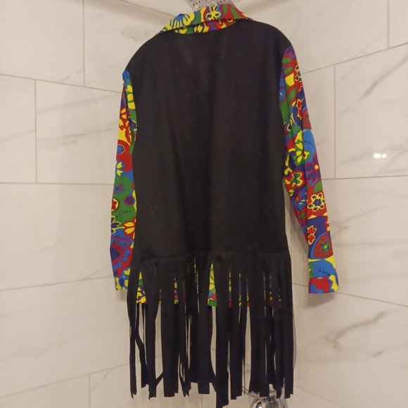 Yeaaa Baby! Groovy Flower Power Halloween Costume Shirt/ Fringed Vest Combo - Picture 6 of 10